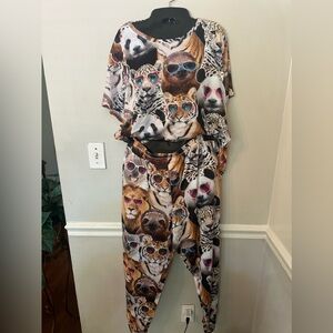 Tiger/Lion print sleepwear set